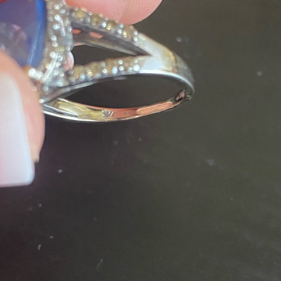 LeVian Blue Topaz (SZ 6.75-7.0) 14 K White Gold Ring - Picture 4 of 6